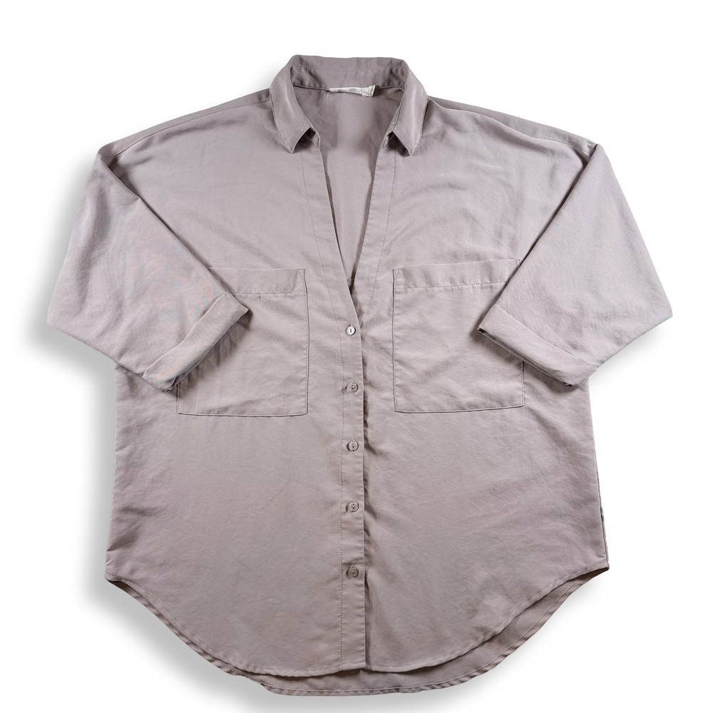 Lush Womens Mauve Button Down Shirt Oversized Cuffed Sleeve T12463D-I Small